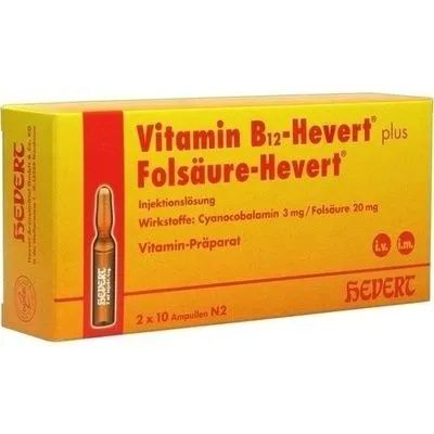 VITAMIN B12 PLUS Folsäure Hevert a 2 ml Ampullen 2X10X2 ml