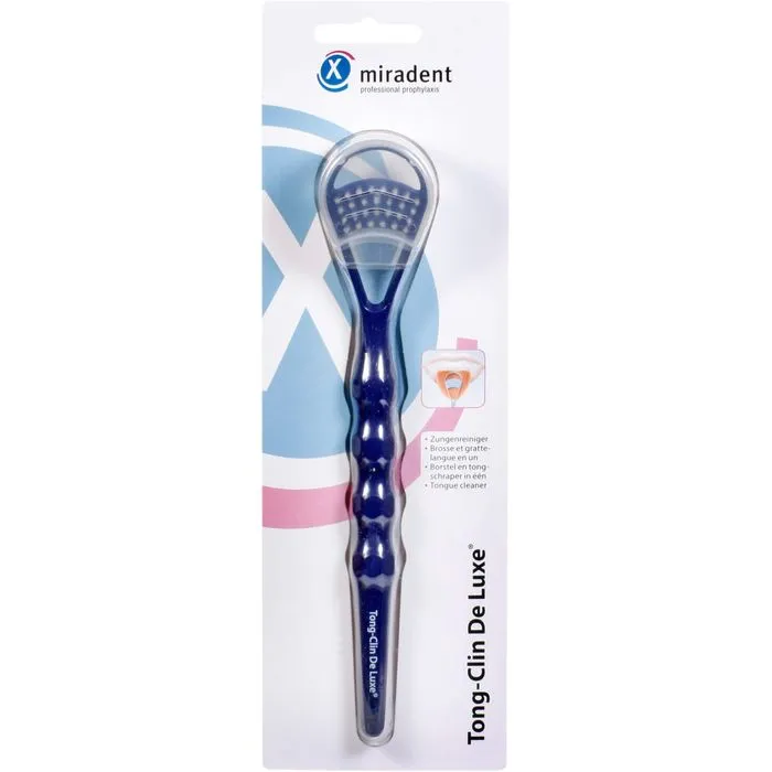 MIRADENT Zungenreiniger Tong-Clin de Luxe blau 1 St