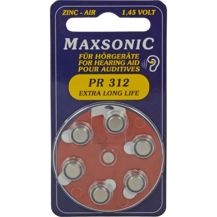BATTERIEN f.Hörgeräte Maxsonic PR312 6 St