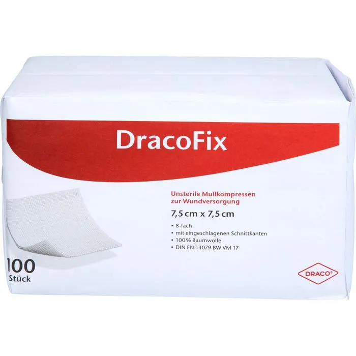 DRACOFIX OP-Kompressen 7,5x7,5 cm unsteril 8fach 100 St