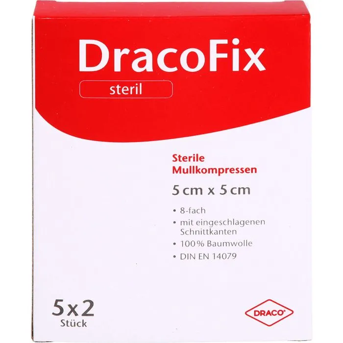 DRACOFIX PEEL Kompressen 5x5 cm steril 8fach 5X2 St