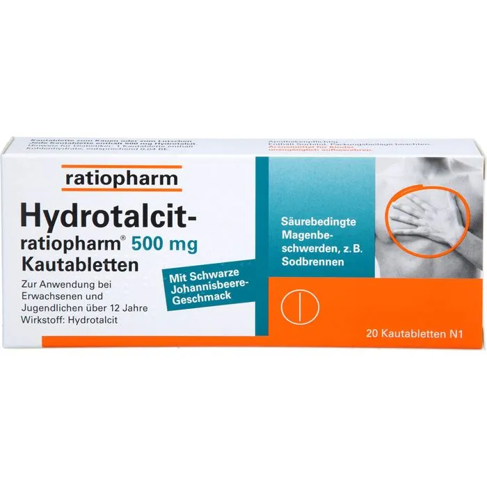 HYDROTALCIT-ratiopharm 500 mg Kautabletten 20 St