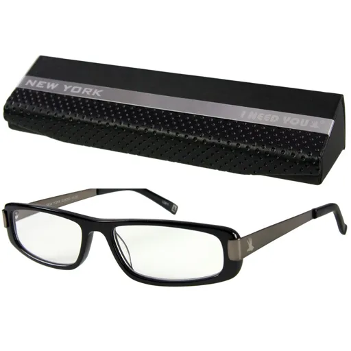 NEW YORK Brille schwarz +1,00 dpt 1 St