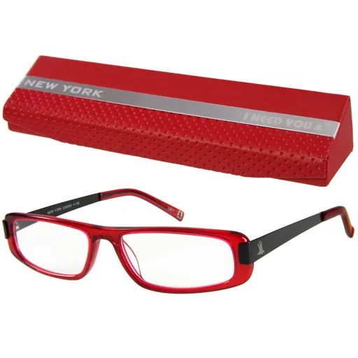 NEW YORK Brille rot-schwarz +1,00 dpt 1 St