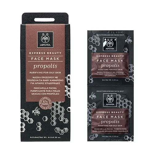 Apivita Express Beauty fettige junge Hautmaske mit Propolis