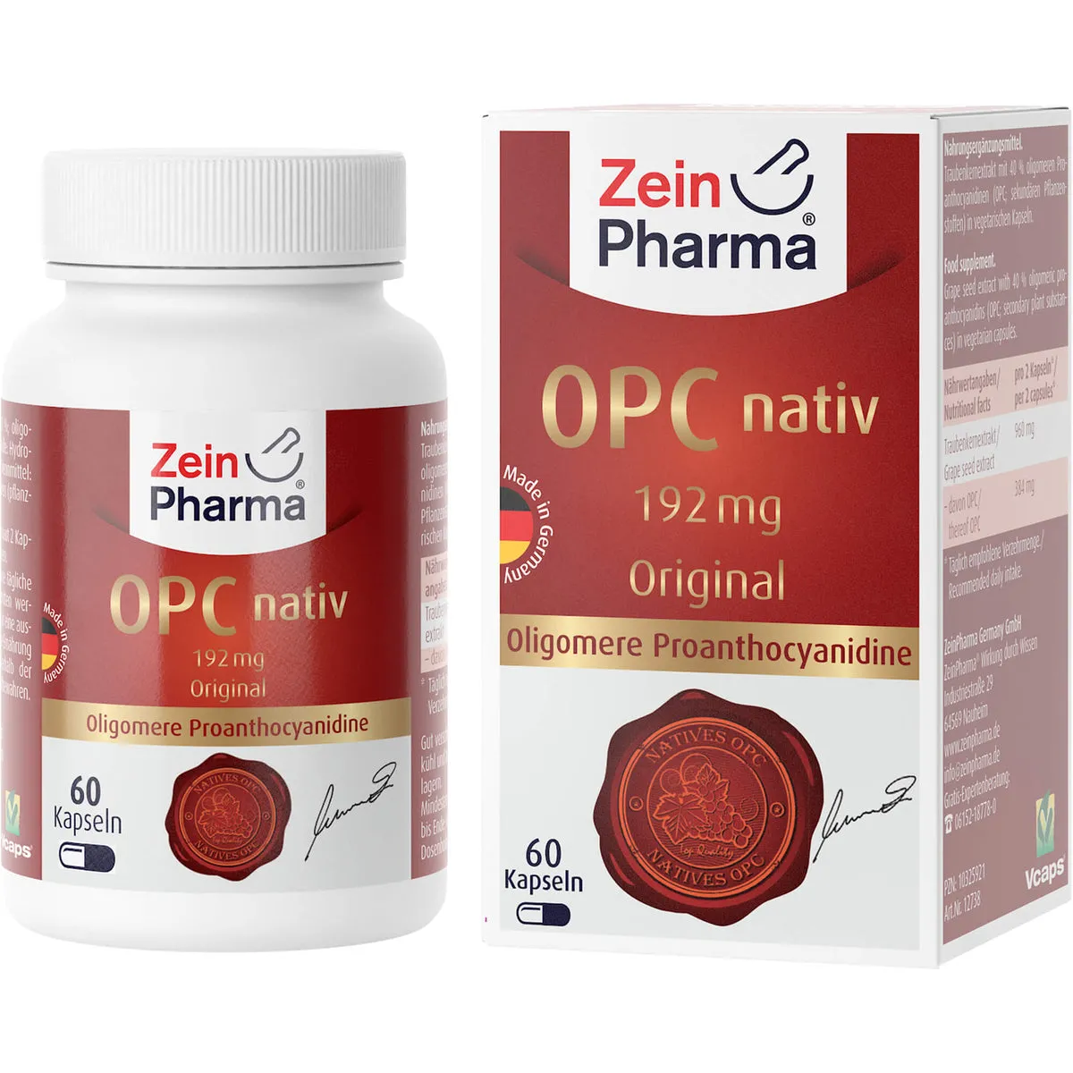 ZeinPharma OPC nativ 192 mg original französischer Traubenkernextrakt Kapseln, 60 St. Kapseln