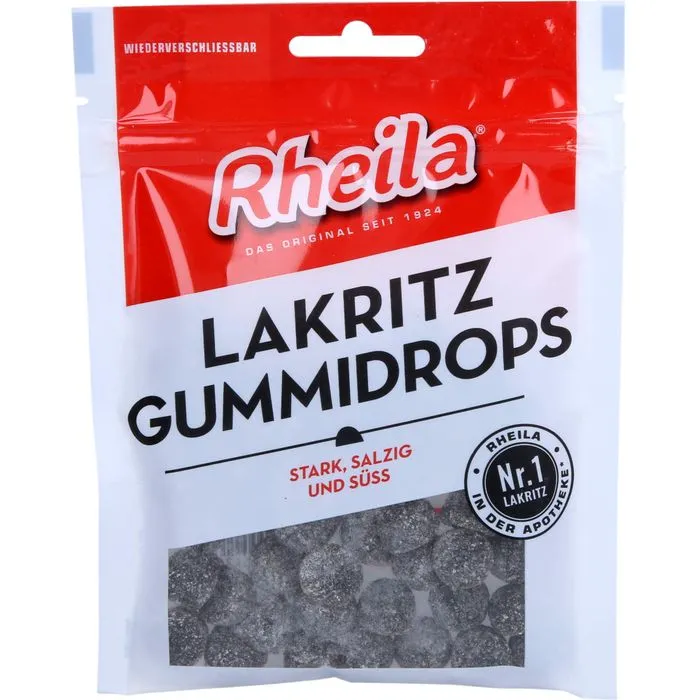 RHEILA Lakritz Gummidrops mit Zucker 90 g