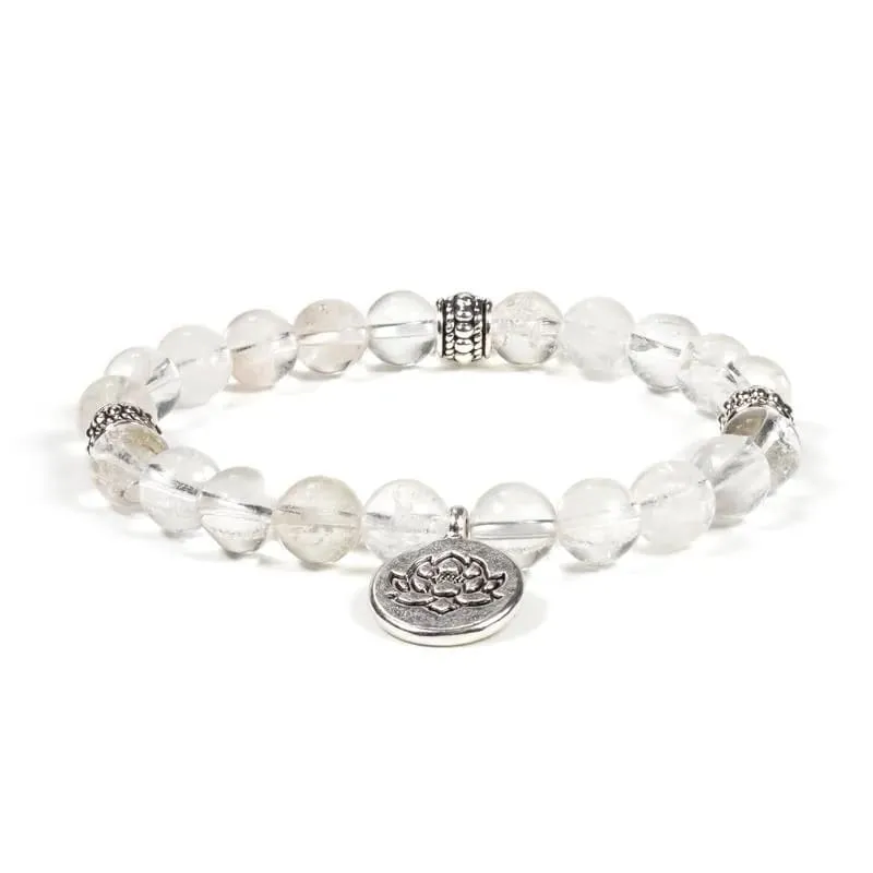 Mala/Armband Bergkristall elastisch mit Lotus oder Buddha