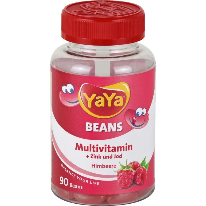 YAYA BEANS Himbeere Zink und Jod Kaudragees 90 Stück