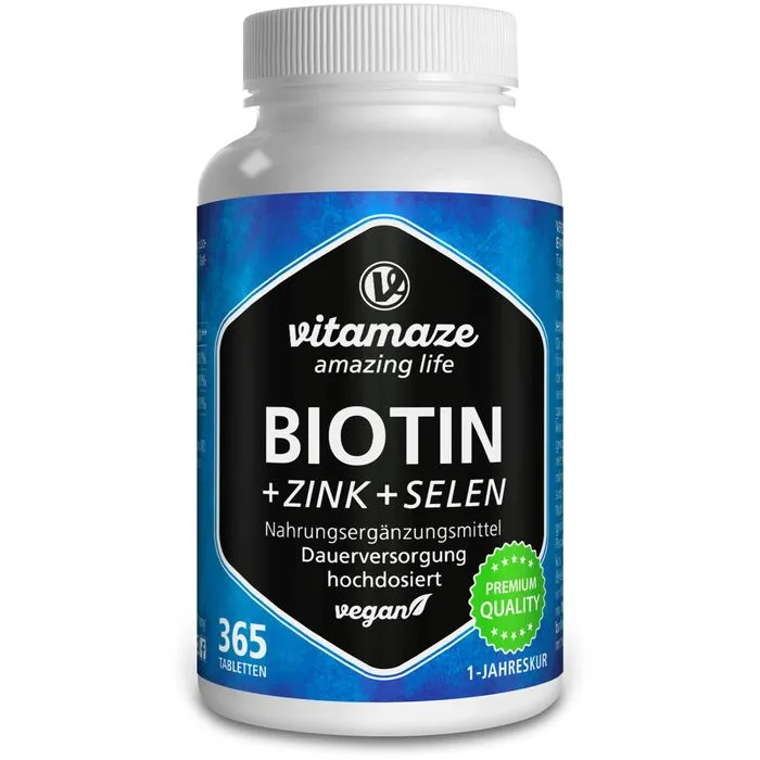 BIOTIN 10 mg hochdosiert+Zink+Selen Tabletten 365 Stück