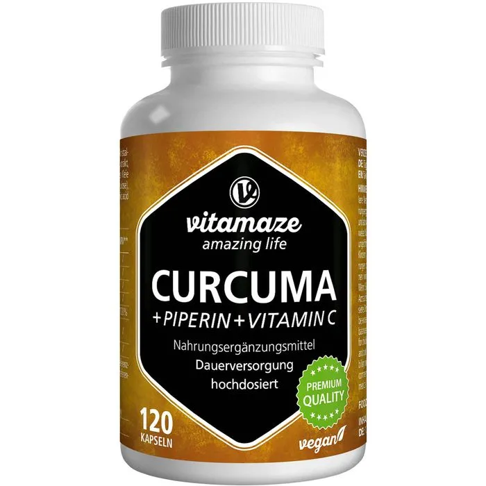 CURCUMA+PIPERIN+Vitamin C vegan Kapseln 120 Stück