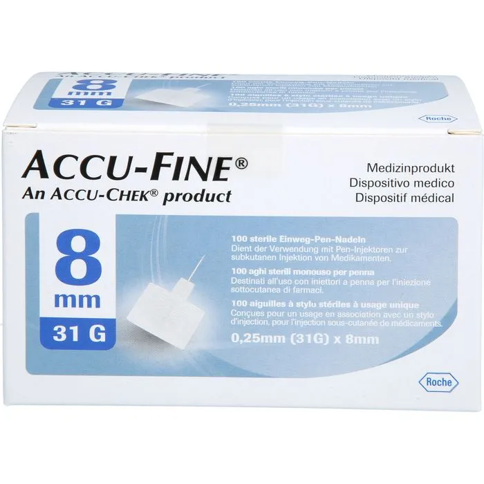 ACCU FINE sterile Nadeln f.Insulinpens 8 mm 31 G 100 St