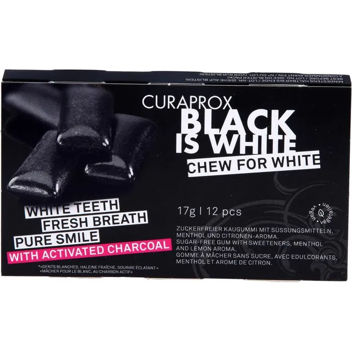 CURAPROX BIW Zahnpflegekaugummi Aktiv Kohle 12 Stück