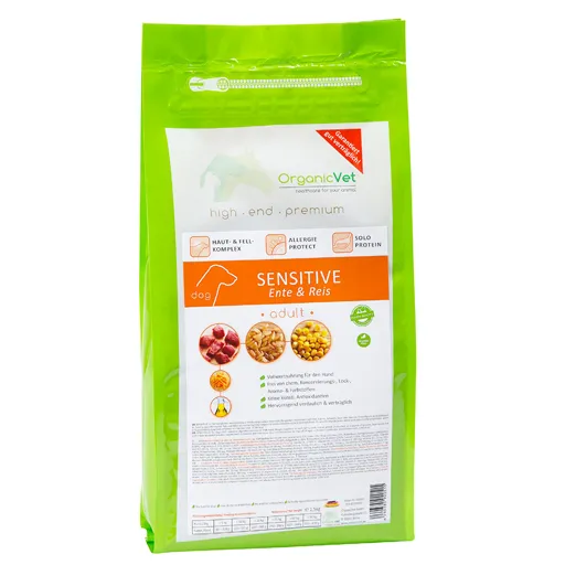 ORGANICVET Katze Sensitive Ente & Reis Vollwertna. 1.5 kg