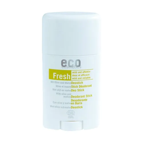 Eco Cosmetics Deo-Stick mit weichen lila und olivgrünen Blättern