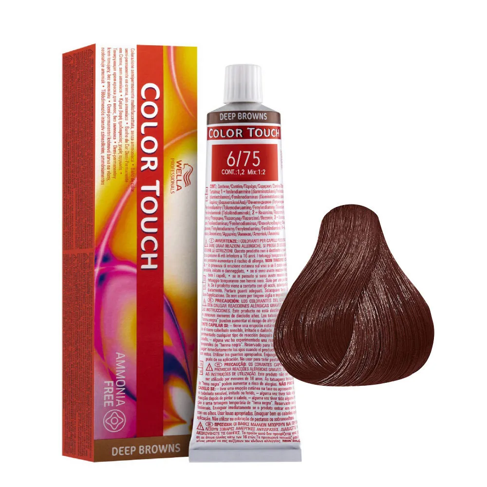 Wella Color Touch Deep Browns 6/75 Dunkelblond Sand Mahagoni 60ml - Demi-permanente Farbe ohne Ammoniak