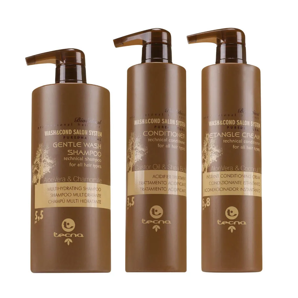 Tecna Kit Gentle Wash Shampoo750ml Conditioner 500ml Detangle Cream 500ml