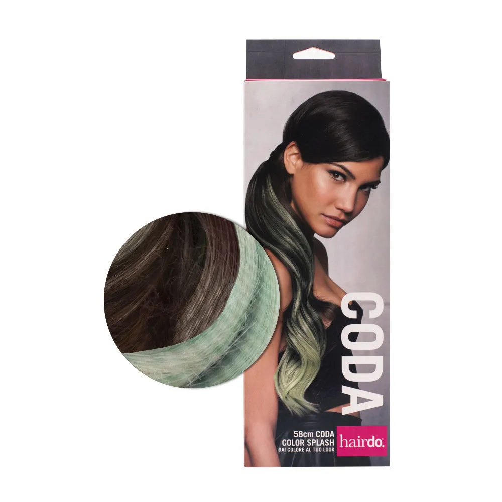 Hairdo Pferdeschwanz Color Splash Chestnut / Light Green 58 cm - hellgruener Pferdeschwanz auf hellbraun