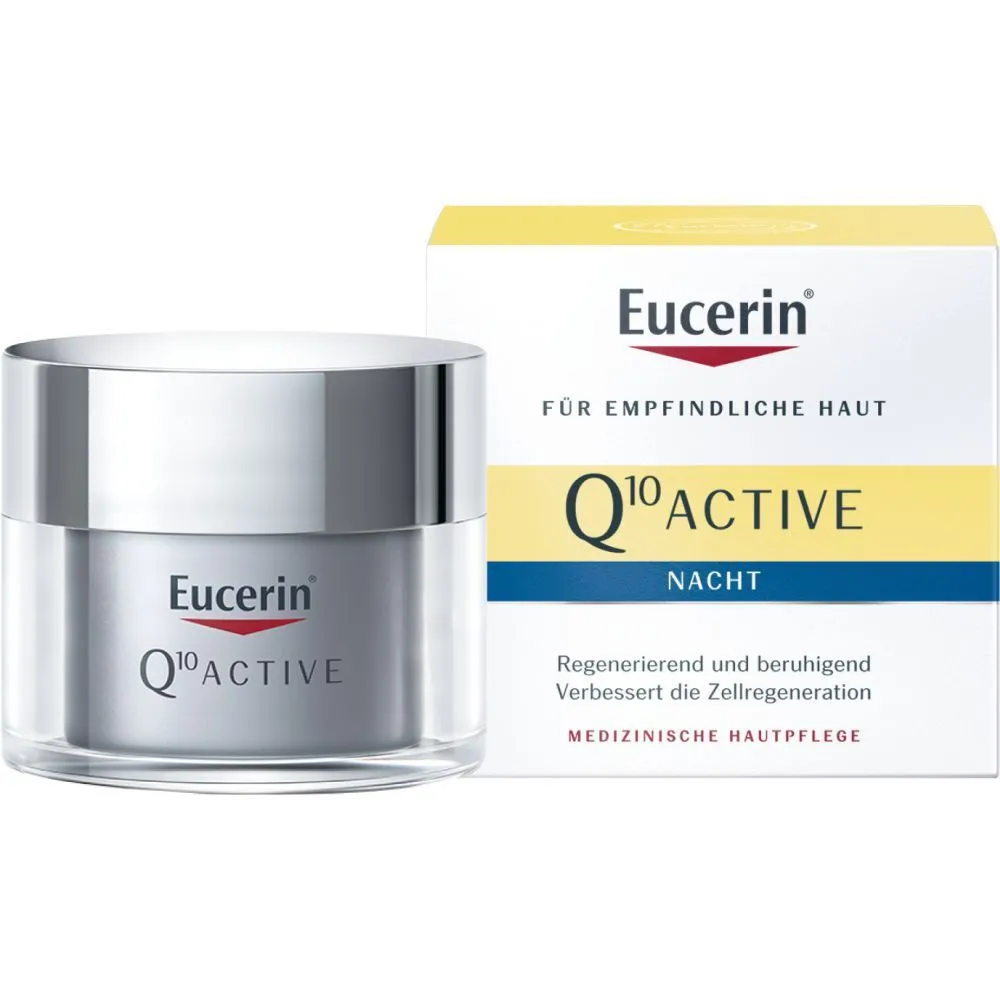 Eucerin Q10 Active Nachtpflege – Anti-Falten Nachtcreme für empfindliche Haut mit hauteigenem, hochwirksamem Coenzym Q10