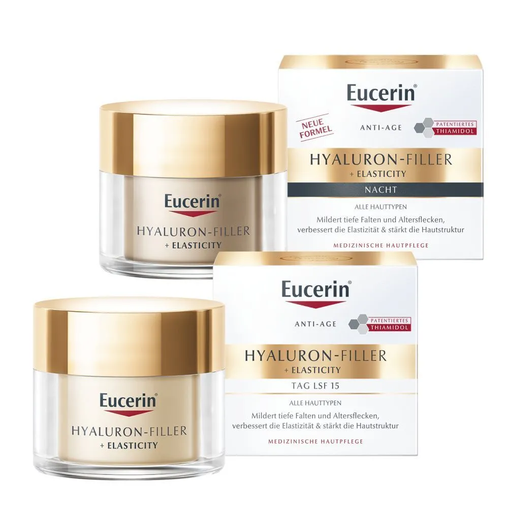 Eucerin® Hyaluron-Filler + Elasticity Tagespflege und Nachtpflege