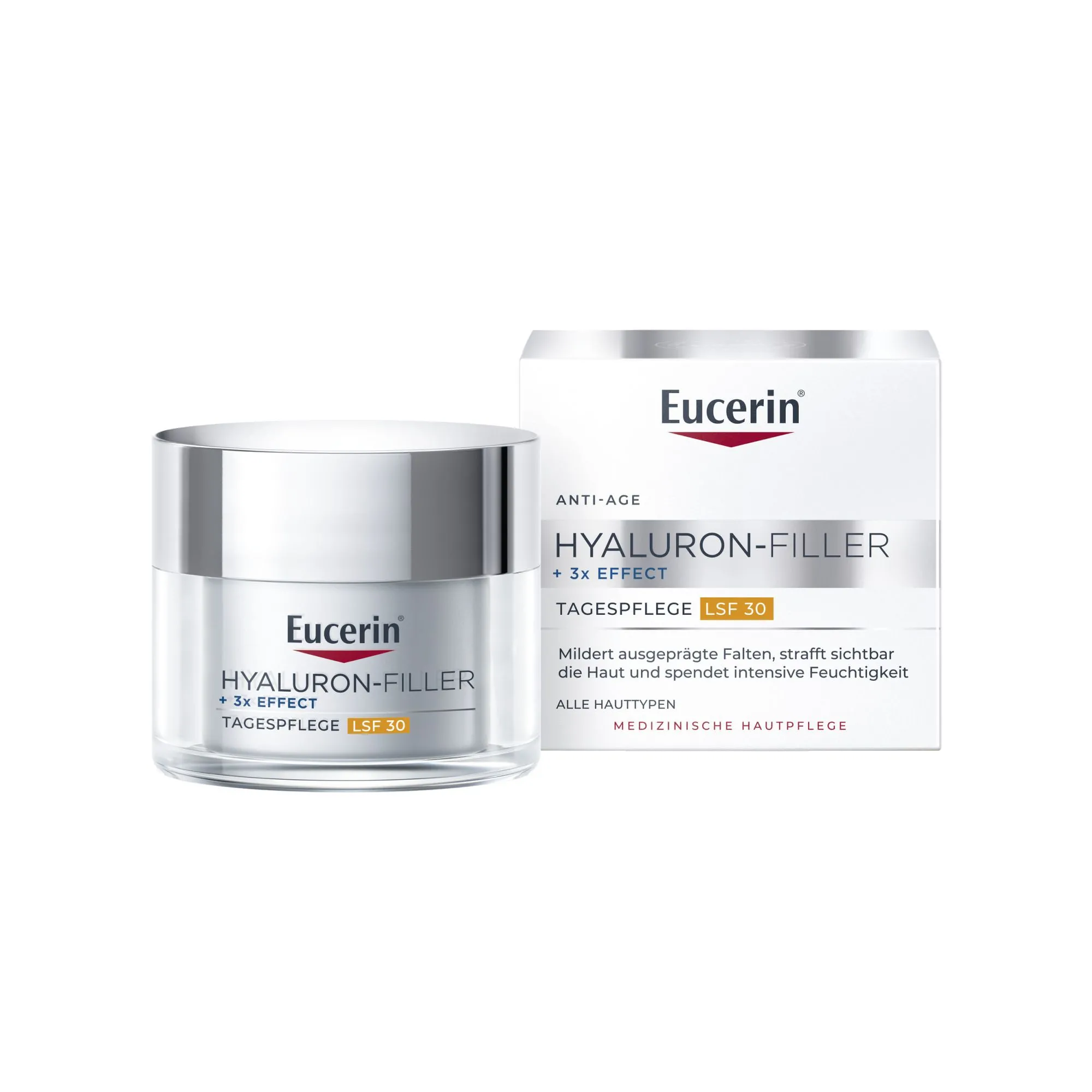 Eucerin® Hyaluron-Filler + 3x Effect Tagespflege LSF 30 – Anti-Aging Tagescreme mit Hyaluronsäure, glättet Falten und schützt mit Lichtschutzfaktor 30 - Jetzt 20% Rabatt mit dem Code "eucerin20"*