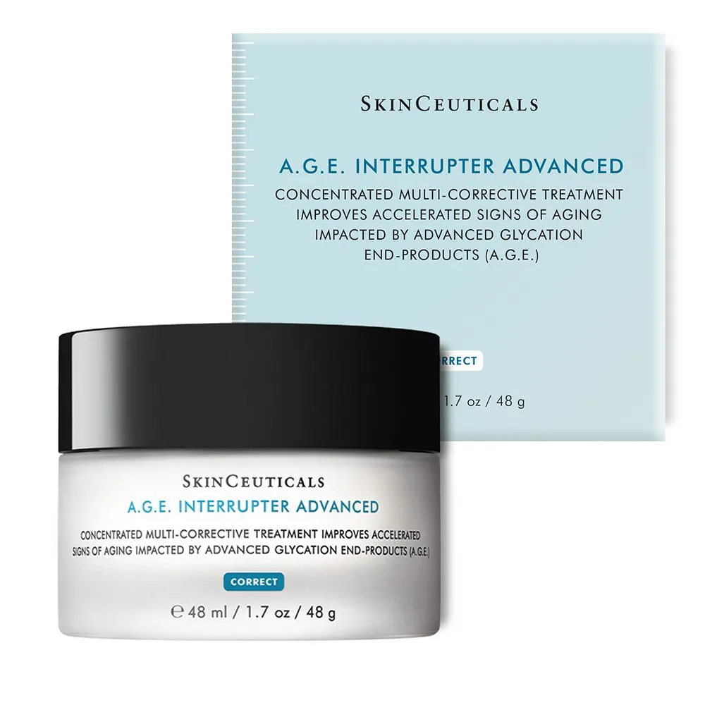 SkinCeuticals A.G.E. Interrupter Advanced, Anti-Aging-Gesichtspflege für reife, trockene und empfindliche Haut + SkinCeuticals Duo C E Feru+ HB5 T2 (2x 4 ml) GRATIS