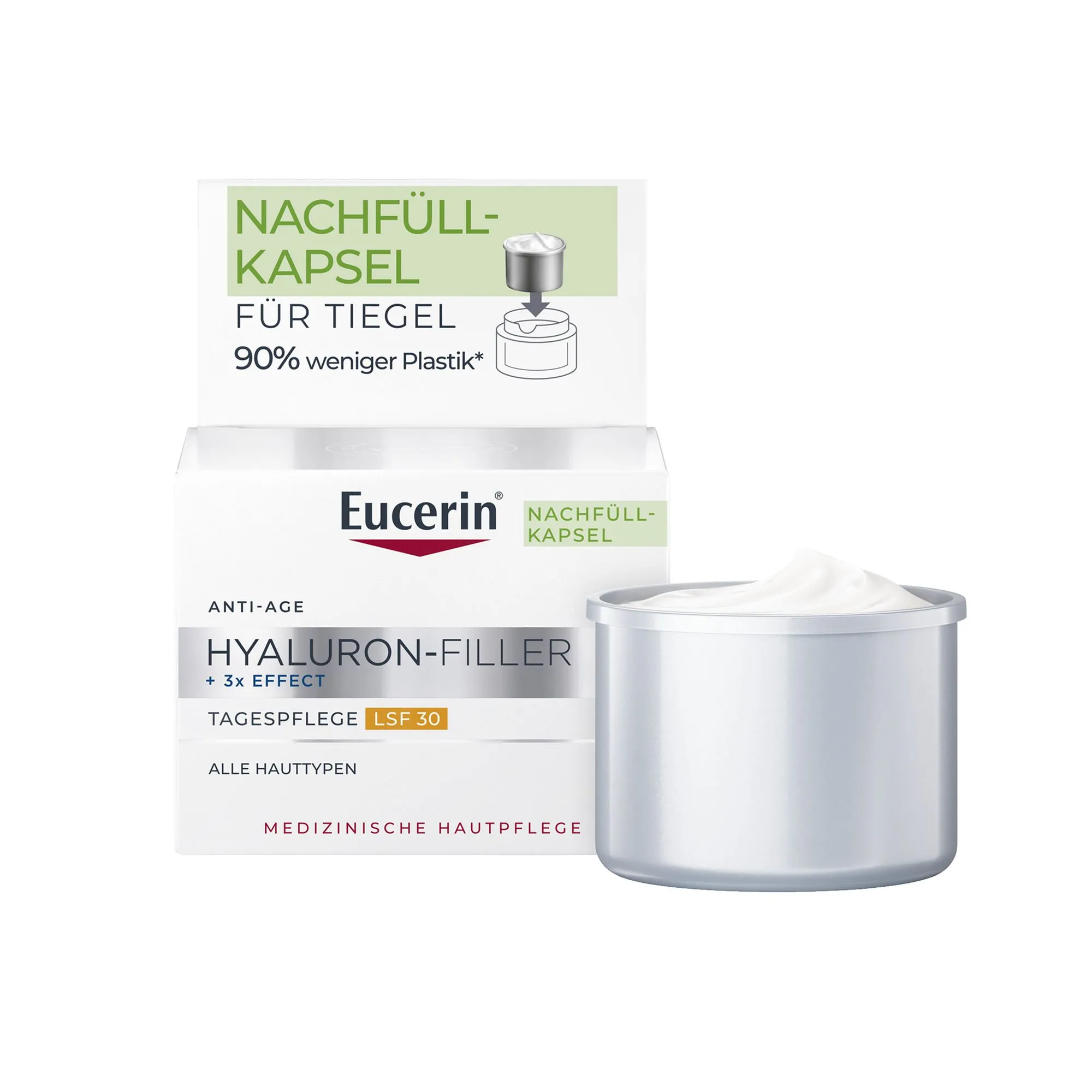 Eucerin® Hyaluron-Filler + 3x Effect Tag LSF 30 Nachfüllkapsel - Jetzt 20% Rabatt mit dem Code "eucerin20"*
