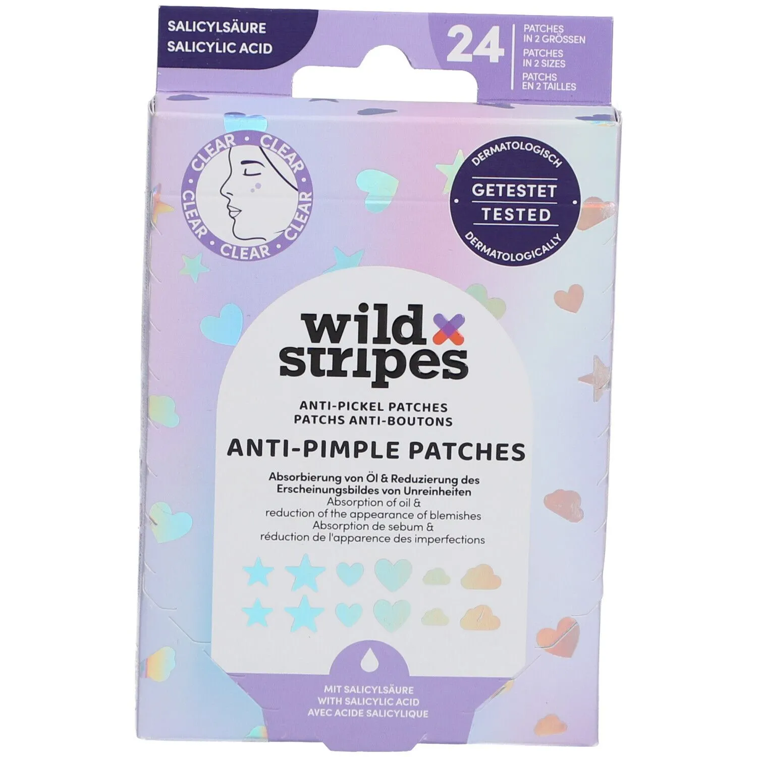 wild stripes Anti-Pickel Patches Holo Clear mit Salicylsäure