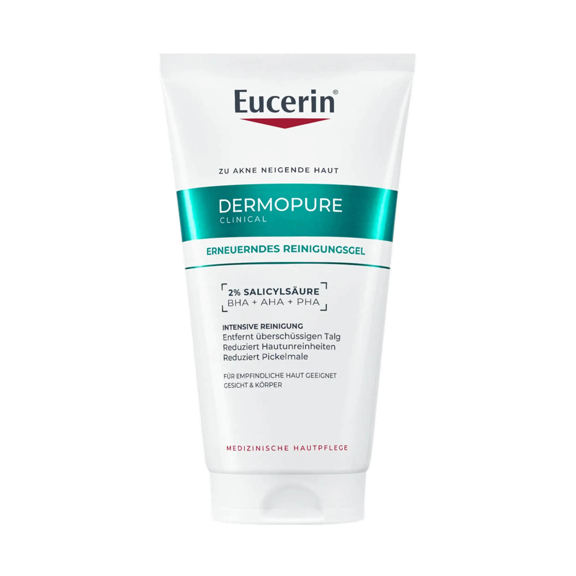 Eucerin® DERMOPURE CLINICAL Erneuerndes Reinigungsgel – Waschgel mit BHA, AHA & PHA gegen Pickel & Pickelmale + DermoPure Clinical Porenverf. Reinigungsgel 20ml GRATIS