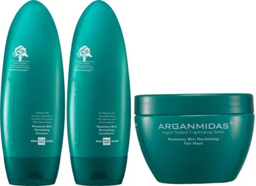 Arganmidas Rosemary Mint Revitalizing Bundle Shampoo 450 ml & Conditioner 450 ml & Mask 300 ml