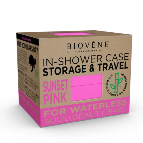 Biovène In-Shower Case for Storage & Travel Sunset Pink