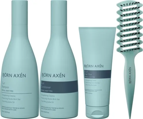 Björn Axen Curl Bundle Shampoo 250 ml & Conditioner 250 ml & Hair Mask 200 ml & Curl Brush