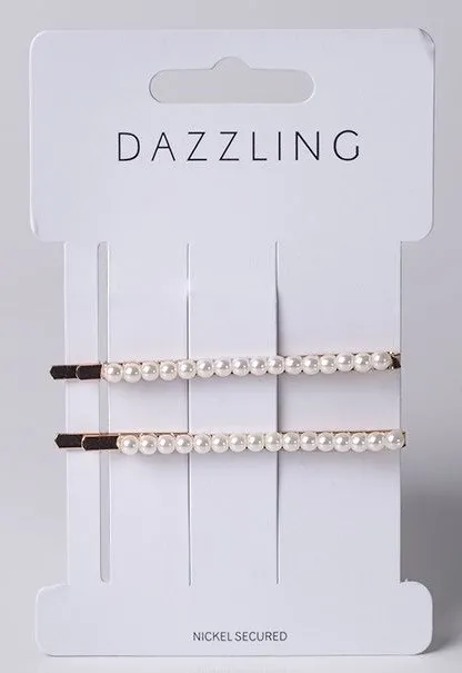 Dazzling Hårnålar Med Vita Pärlor 2-P. 7 Cm