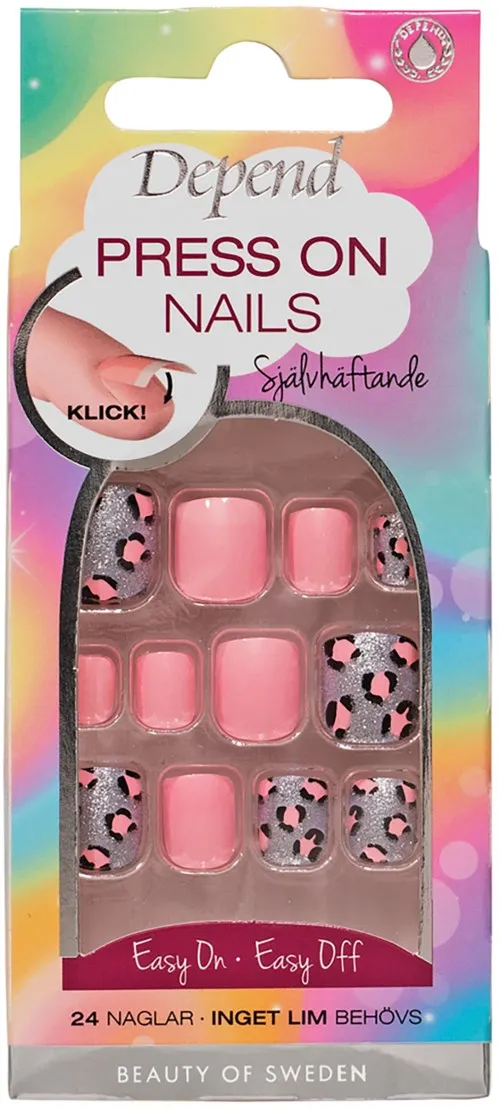 Depend Press On Nails Pink Leopard