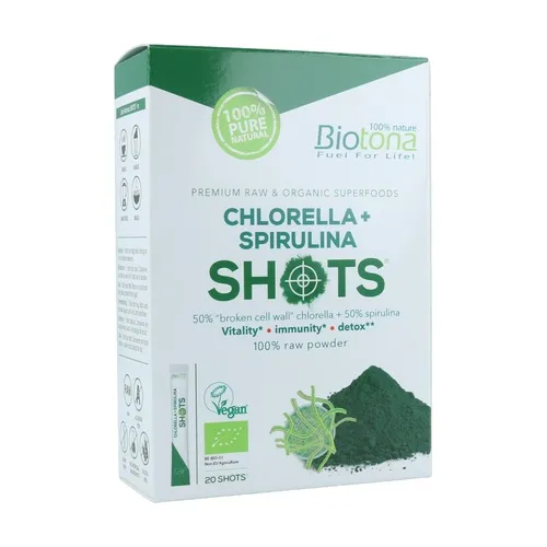 Biotona Chlorella+Spirulina Raw 20 Shots. Bio Sg Vegan