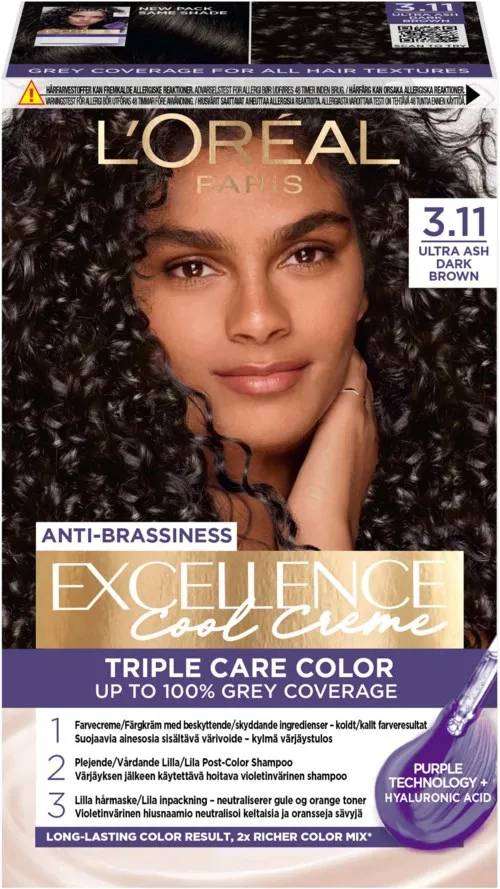 L'Oréal Paris Excellence Cool Creme Triple Care Color 3,11 Ultra Ash Dark Brown