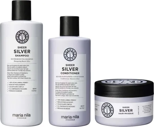 maria nila Sheer Silver Bundle Shampoo 350 ml & Conditioner 300 ml & Masque 250 ml
