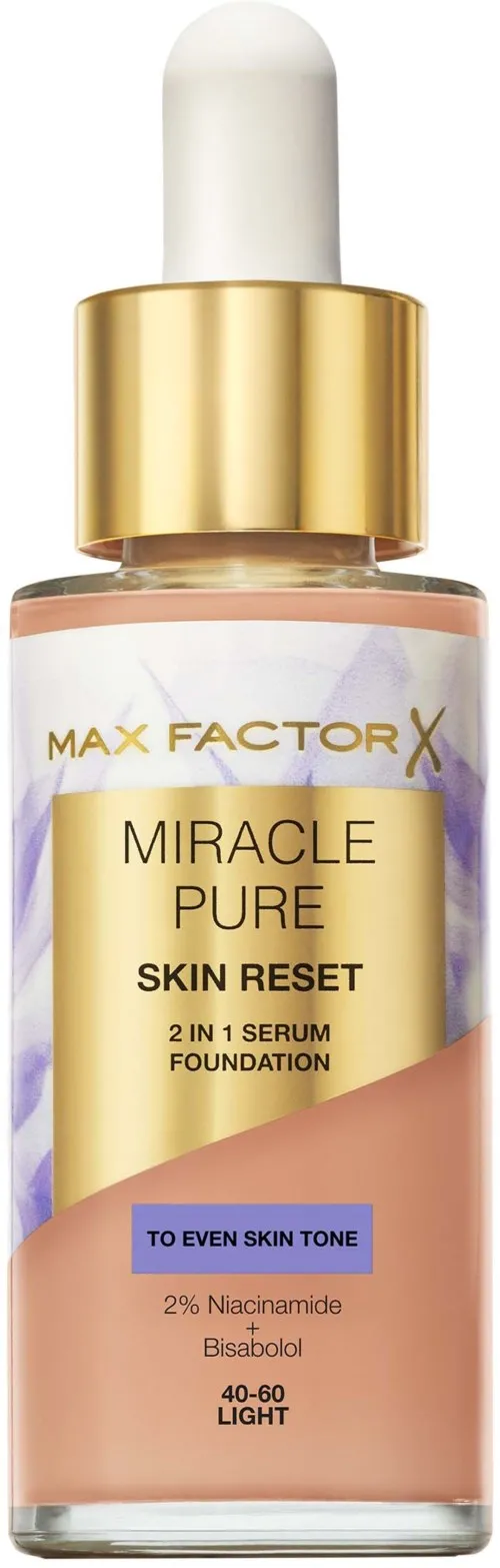 Max Factor Miracle Pure 2In1 Skin Reset Serum Foundation 40-60 Light