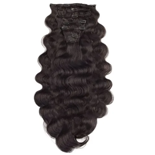Rapunzel of Sweden Classic Clip-ins Beach Wave / Medium Volume / 7 pieces 60 cm 1.2 Black Brown