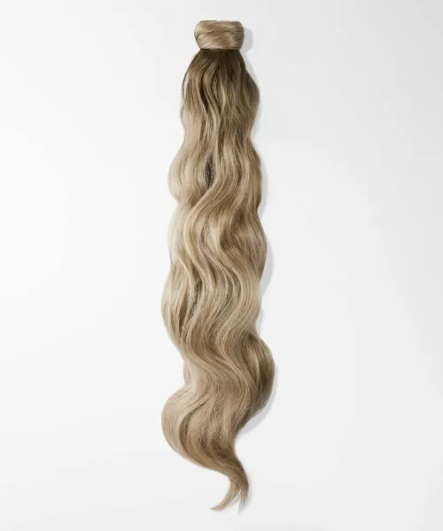 Rapunzel of Sweden Vegan Ponytail Beach Wave / Clip-in / Medium Volume 40 cm Brown Ash Blonde Balayage B5.1/7.7