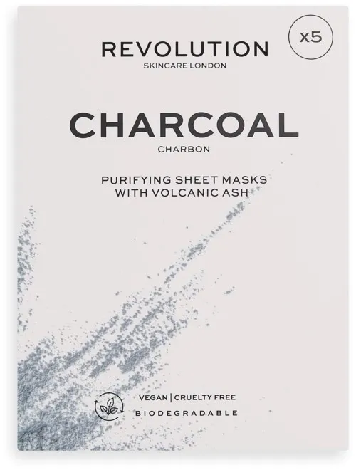 Revolution Beauty London Biodegradable Purifying Charcoal Sheet Mask 5 Pack